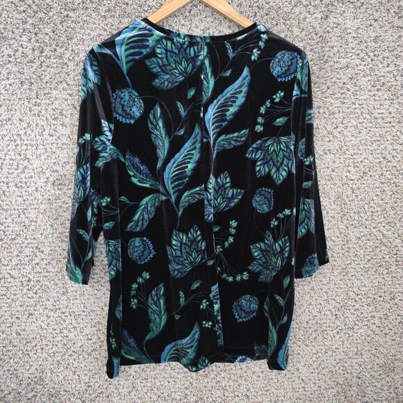 Catherines Top‎ Womens Plus 0X 14/16W Green Velvet Blouse V Neck Casual Ladies - Picture 7 of 7